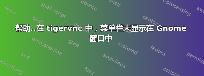 帮助..在 tigervnc 中，菜单栏未显示在 Gnome 窗口中