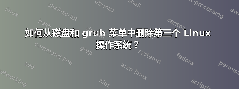 如何从磁盘和 grub 菜单中删除第三个 Linux 操作系统？