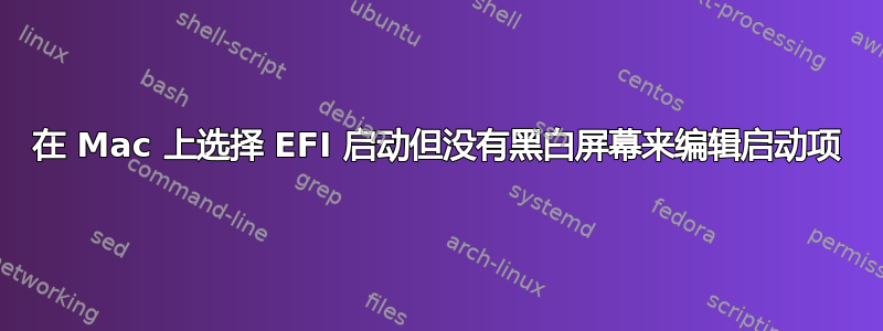 在 Mac 上选择 EFI 启动但没有黑白屏幕来编辑启动项