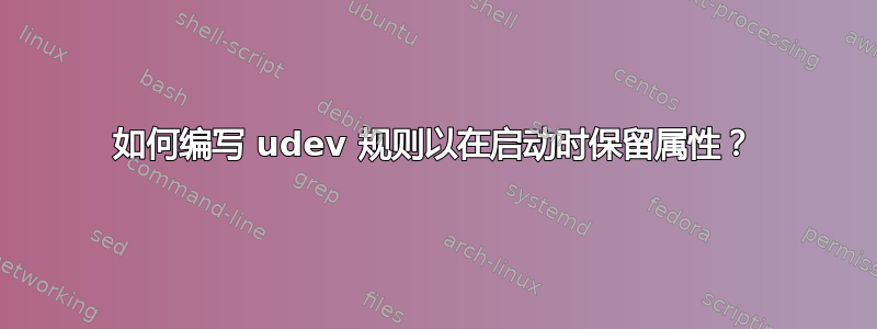 如何编写 udev 规则以在启动时保留属性？