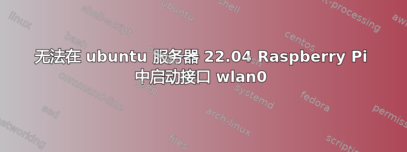 无法在 ubuntu 服务器 22.04 Raspberry Pi 中启动接口 wlan0