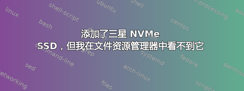 添加了三星 NVMe SSD，但我在文件资源管理器中看不到它