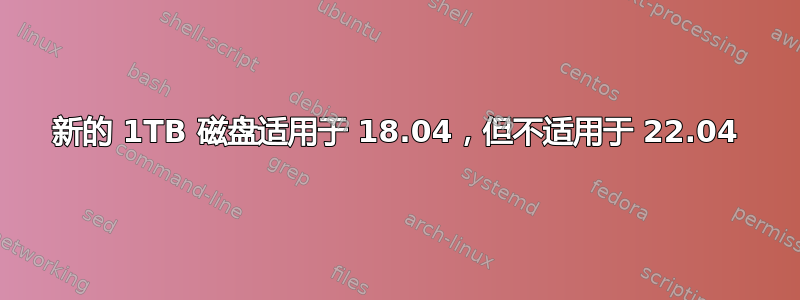 新的 1TB 磁盘适用于 18.04，但不适用于 22.04