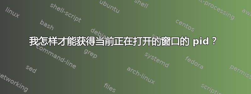 我怎样才能获得当前正在打开的窗口的 pid？