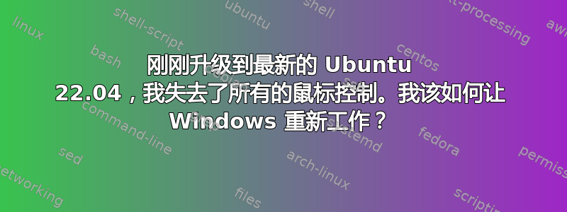 刚刚升级到最新的 Ubuntu 22.04，我失去了所有的鼠标控制。我该如何让 Windows 重新工作？