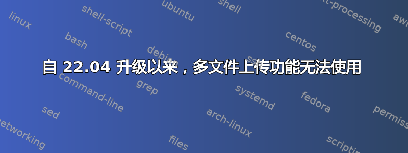 自 22.04 升级以来，多文件上传功能无法使用