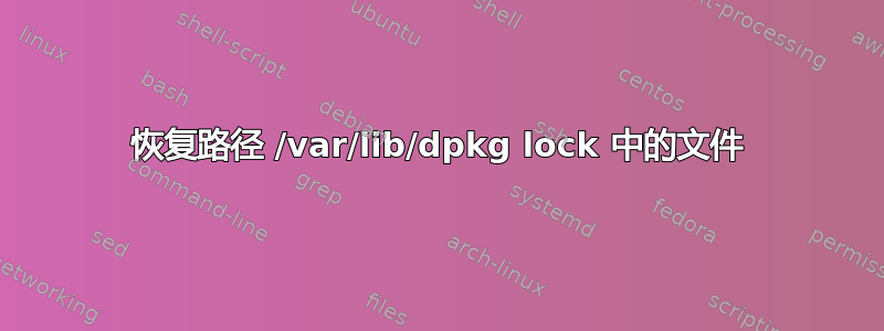 恢复路径 /var/lib/dpkg lock 中的文件