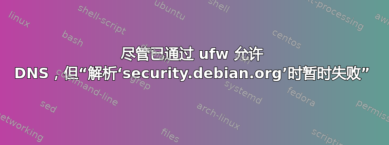 尽管已通过 ufw 允许 DNS，但“解析‘security.debian.org’时暂时失败”