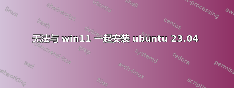 无法与 win11 一起安装 ubuntu 23.04