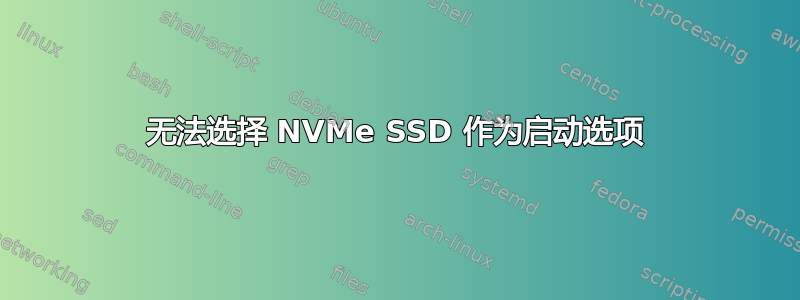 无法选择 NVMe SSD 作为启动选项