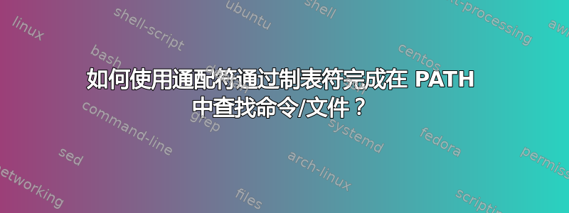 如何使用通配符通过制表符完成在 PATH 中查找命令/文件？