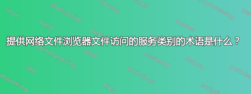 提供网络文件浏览器文件访问的服务类别的术语是什么？