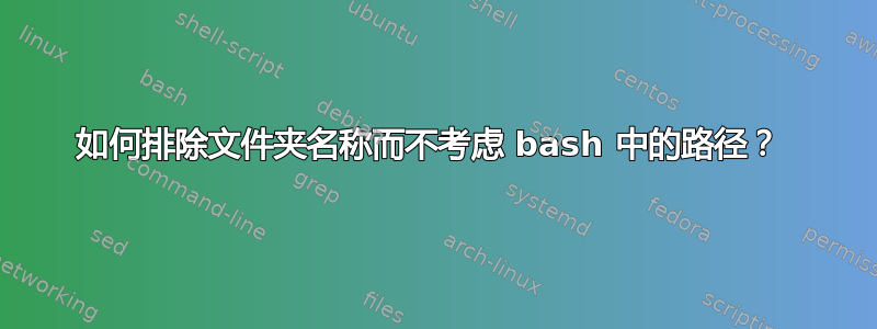 如何排除文件夹名称而不考虑 bash 中的路径？ 