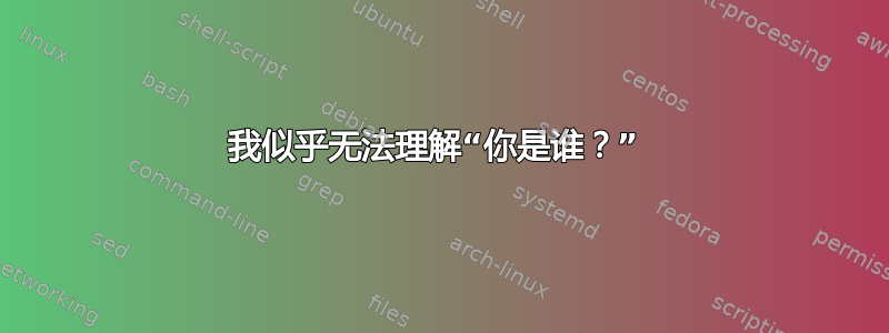 我似乎无法理解“你是谁？” 