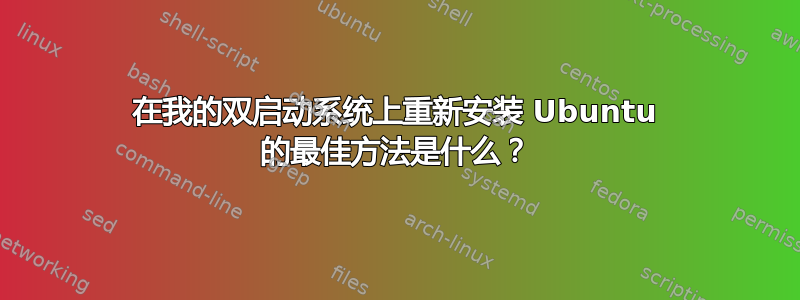 在我的双启动系统上重新安装 Ubuntu 的最佳方法是什么？