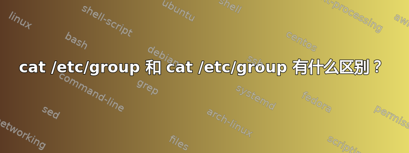 cat /etc/group 和 cat /etc/group 有什么区别？