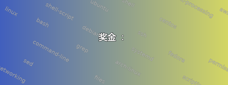 奖金 ：