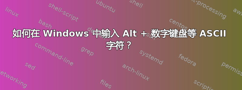 如何在 Windows 中输入 Alt + 数字键盘等 ASCII 字符？