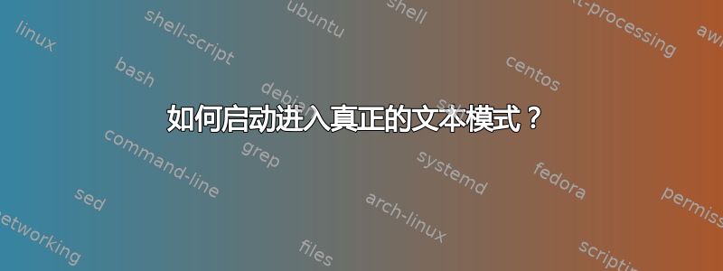 如何启动进入真正的文本模式？