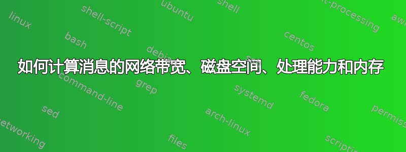 如何计算消息的网络带宽、磁盘空间、处理能力和内存