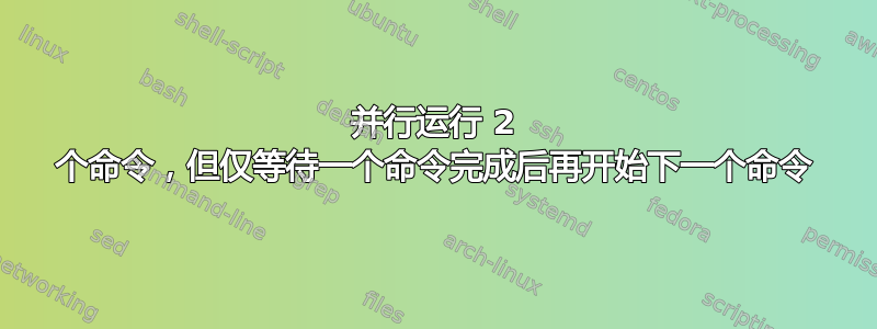 并行运行 2 个命令，但仅等待一个命令完成后再开始下一个命令