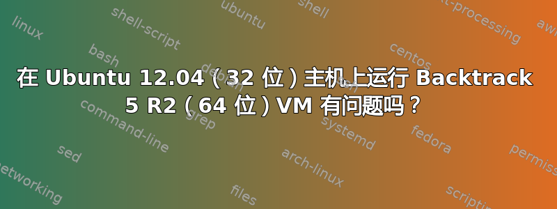 在 Ubuntu 12.04（32 位）主机上运行 Backtrack 5 R2（64 位）VM 有问题吗？