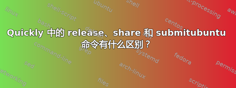 Quickly 中的 release、share 和 submitubuntu 命令有什么区别？