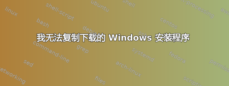 我无法复制下载的 Windows 安装程序