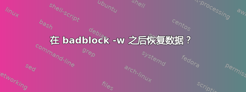 在 badblock -w 之后恢复数据？