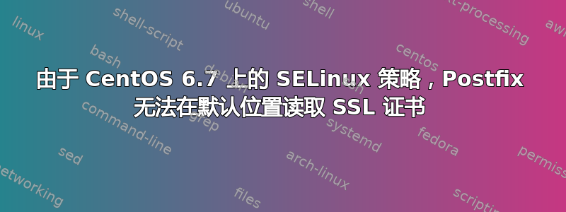 由于 CentOS 6.7 上的 SELinux 策略，Postfix 无法在默认位置读取 SSL 证书