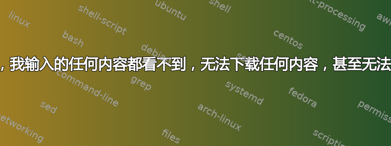 除了互联网之外，我输入的任何内容都看不到，无法下载任何内容，甚至无法打开软件中心。