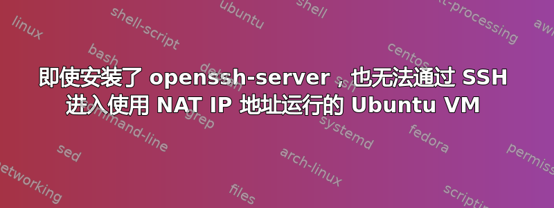 即使安装了 openssh-server，也无法通过 SSH 进入使用 NAT IP 地址运行的 Ubuntu VM