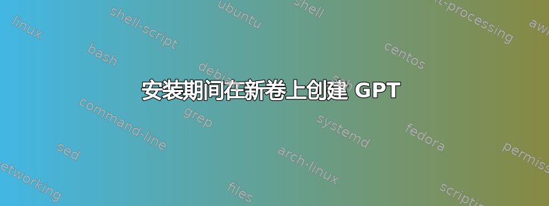 安装期间在新卷上创建 GPT