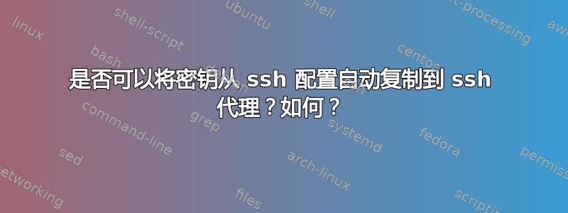 是否可以将密钥从 ssh 配置自动复制到 ssh 代理？如何？