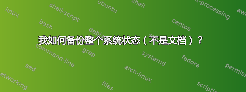 我如何备份整个系统状态（不是文档）？