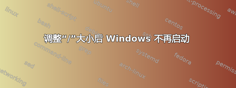 调整“/”大小后 Windows 不再启动