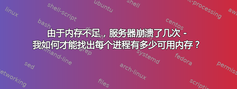 由于内存不足，服务器崩溃了几次 - 我如何才能找出每个进程有多少可用内存？