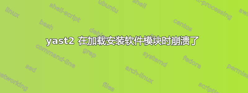 yast2 在加载安装软件模块时崩溃了