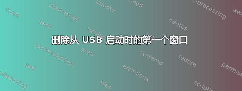 删除从 USB 启动时的第一个窗口