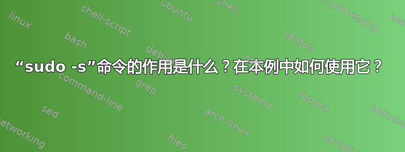 “sudo -s”命令的作用是什么？在本例中如何使用它？