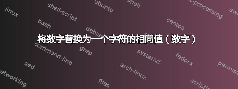 将数字替换为一个字符的相同值（数字）