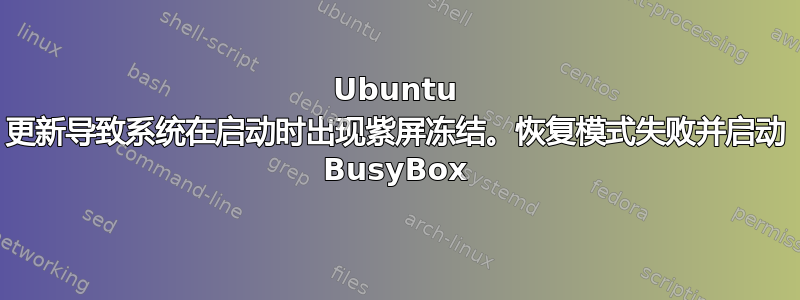 Ubuntu 更新导致系统在启动时出现紫屏冻结。恢复模式失败并启动 BusyBox