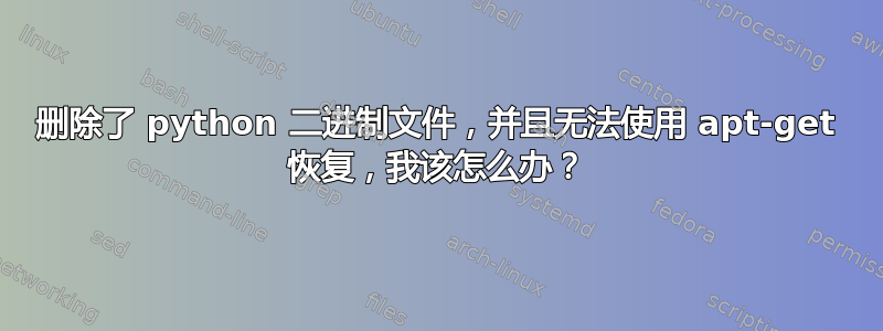 删除了 python 二进制文件，并且无法使用 apt-get 恢复，我该怎么办？