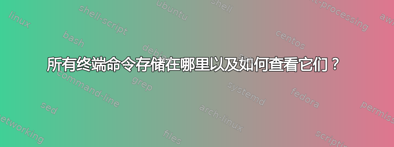 所有终端命令存储在哪里以及如何查看它们？