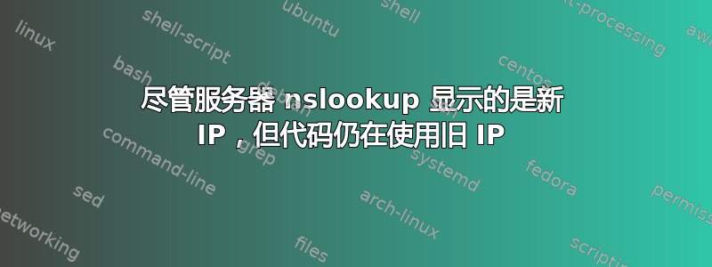 尽管服务器 nslookup 显示的是新 IP，但代码仍在使用旧 IP