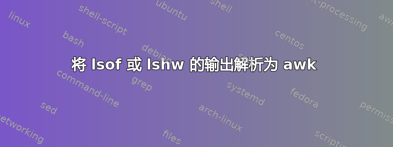 将 lsof 或 lshw 的输出解析为 awk