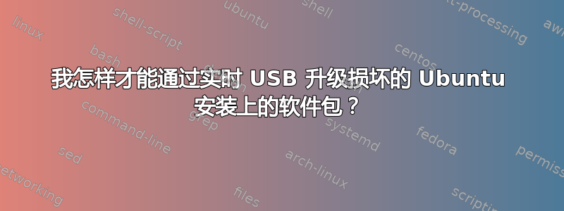 我怎样才能通过实时 USB 升级损坏的 Ubuntu 安装上的软件包？