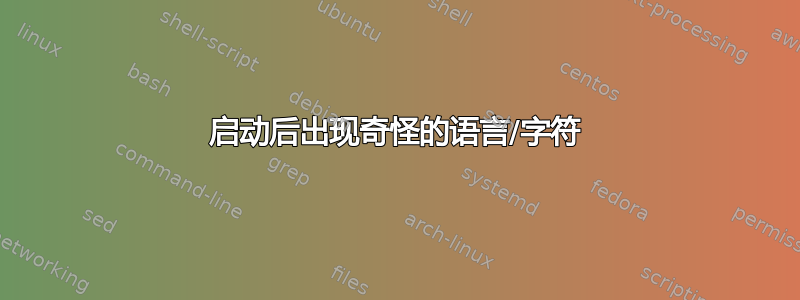 启动后出现奇怪的语言/字符