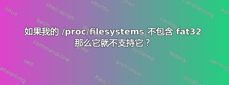 如果我的 /proc/filesystems 不包含 fat32 那么它就不支持它？