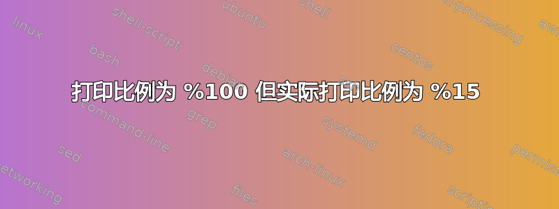 打印比例为 %100 但实际打印比例为 %15